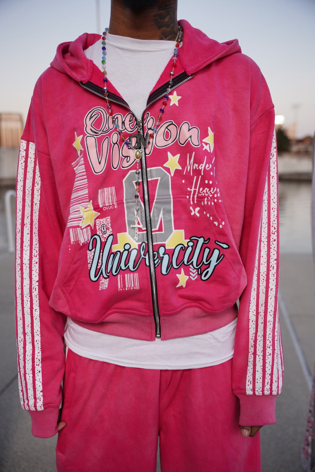 1V pink jacket